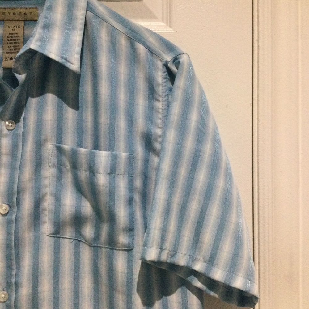 Retreat Vintage Mens Light Blue Plaid Men's Casual Shirt - Picture 3 of 5